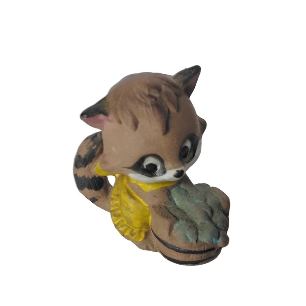 Lefton Raccoon Figurine H172 Vintage Hand-painted Ceramic Japan 2" Tall